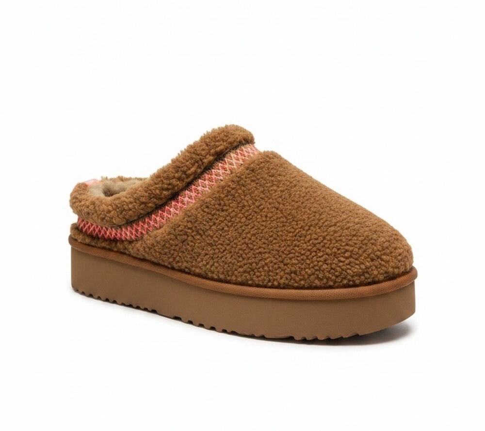 Opngstdy Women's Fuzzy Platform Slippers Boots Brown Size 9